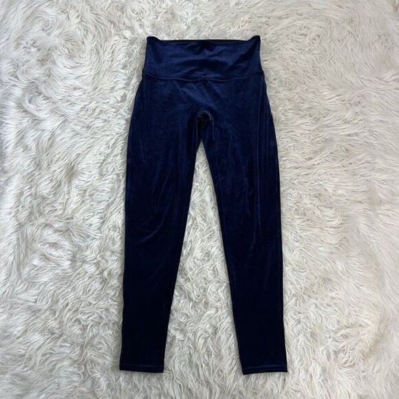 SPANX Blue Lapis Night Velvet High Waist Velour Leggings Women Plus Size 1X Pant - Picture 2 of 12
